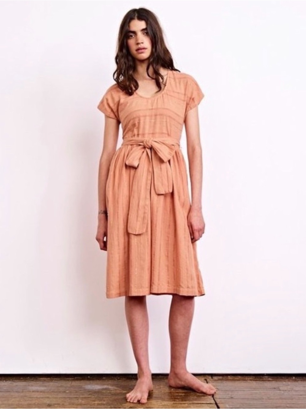 Ace & Jig Luna Dress Clay Women’s XS Orange Gold Midi Dress